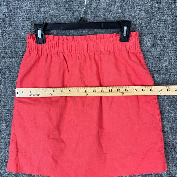 J Crew Skirt‎ Womens 2 Short Linen Cotton Elastic Waist Red Paper Bag Lined - Picture 8 of 11